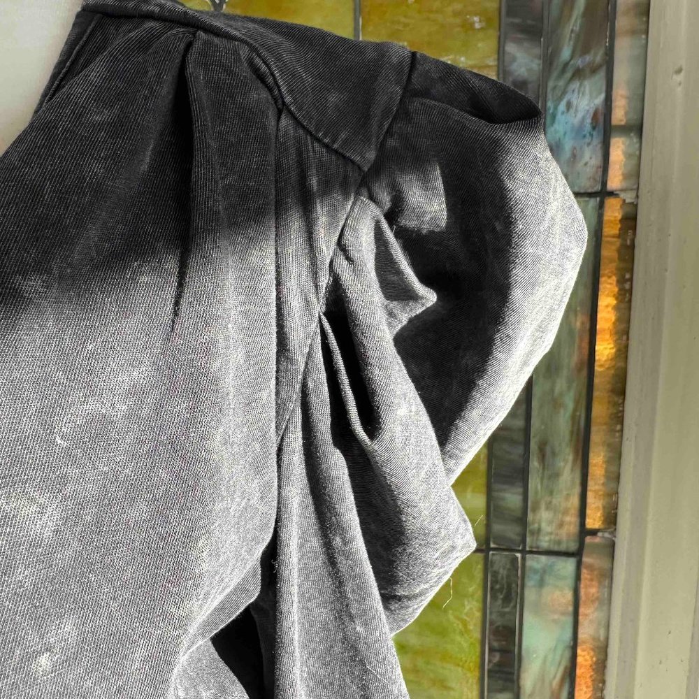 7 for all Mankind Charcoal Gray Puff Sleeve Top